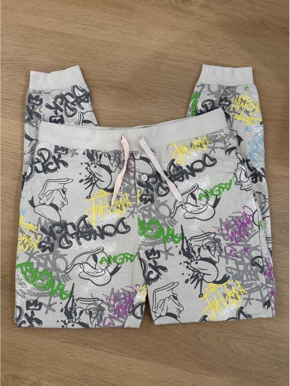 Disney Parks Donald Duck Gray Graffiti Sweatpant Joggers – Medium